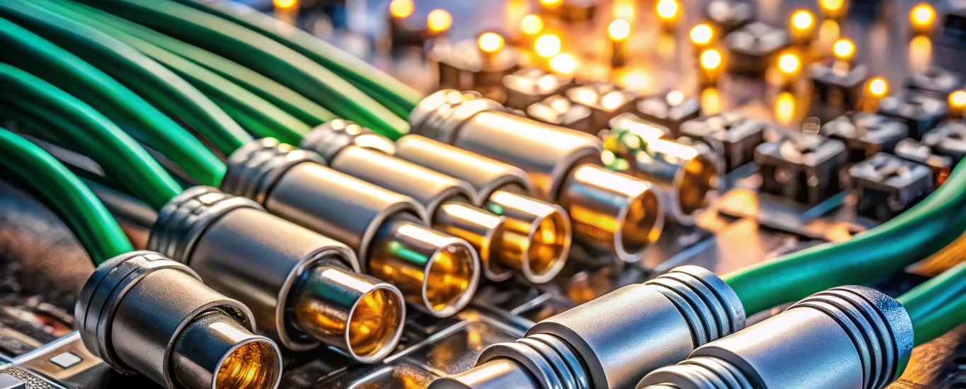 Close-up of precision electrical connectors on PCB highlighting seamless system performance and reliability