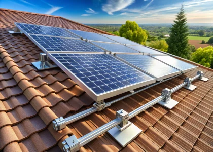 Rooftop solar panel installation showcasing grounding and bonding components such as lay-in lugs, split-bolt connectors, and bonding jumpers for a solar installation.