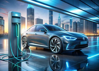 Ultra-fast EV charging stations next-gen technology in modern urban setting