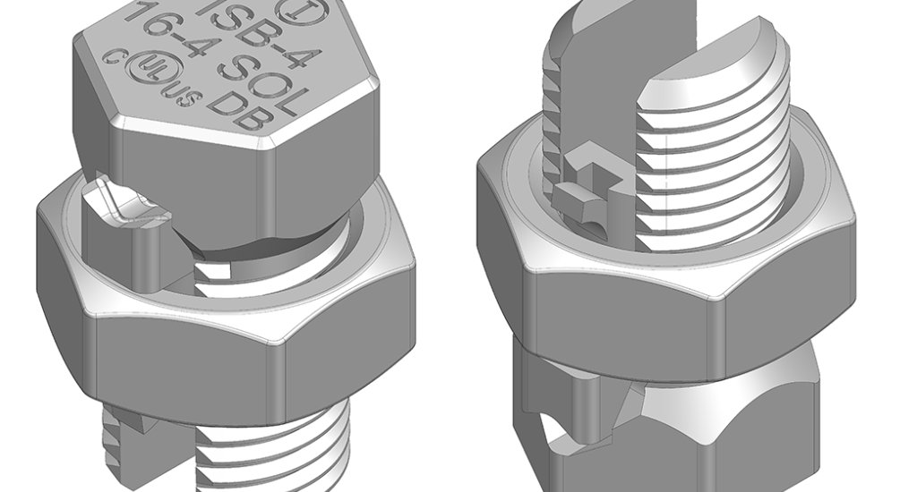 Tin-plated copper split bolt connector in a power distribution panel highlighting corrosion resistance and long-term durability