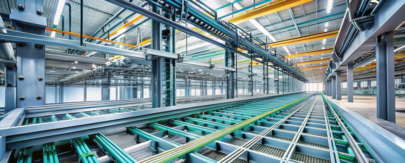 structured industrial cable tray installation showcasing lightweight composite FRP trays