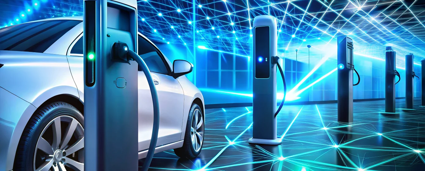 ev charging stations next-gen connectors with futuristic infrastructure grid