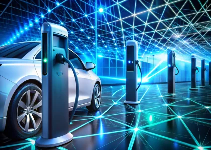 ev charging stations next-gen connectors with futuristic infrastructure grid